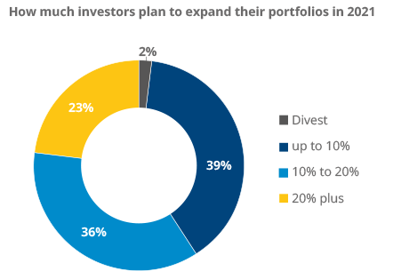 How much investors plan to expand their portfolios in 2021