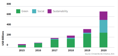 Green, social, and sustainability bond issuance doubled in 2020