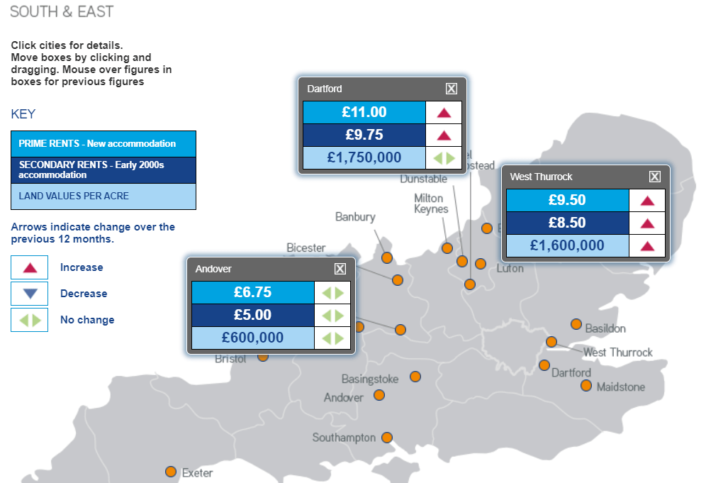 UK Industrial Rents Map Thumbnail 2021